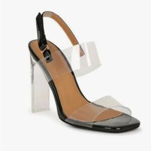 Qupid Square Toe Clear Heel (New), Size: 6.5